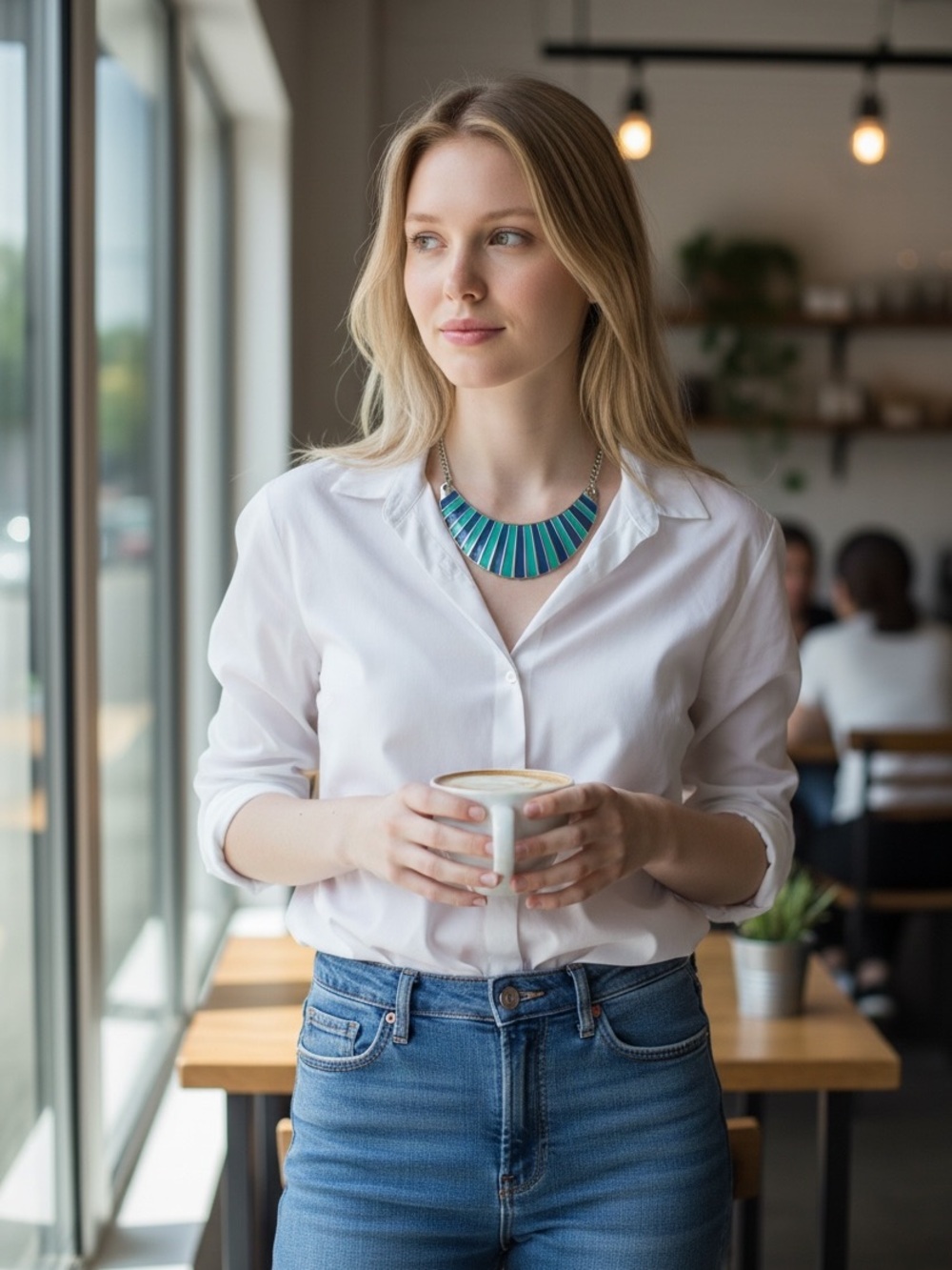 Blue & Teal Statement Bib Necklace - Women Jewelry Necklaces